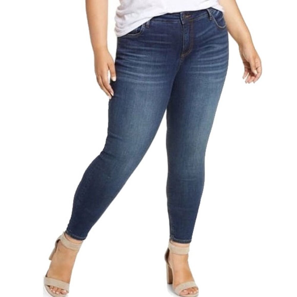 Kut From The Kloth Mia Toothpick Skinny Jeans 14W Dark Wash Brushed Denim